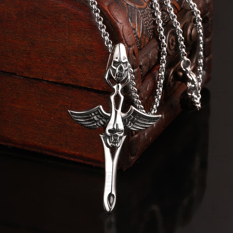 [Z H Jewelry] เครื่องประดับ วินเทจ พังก์ นางฟ้า และปีศาจ จี้ ผู้ชายและผู้หญิง แฟชั่น สเตนเลส สร้อยคอ ฮิปฮอป ปาร์ตี้ เครื่องประดับ อุปกรณ์เสริม
