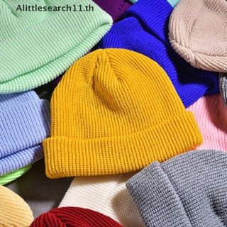 Alittlesearch11 หมวกบีนนี่ถัก สีพื้น สไตล์ฮิปฮอป แฟชั่นฤดูหนาว สําหรับผู้หญิง และผู้ชาย TH