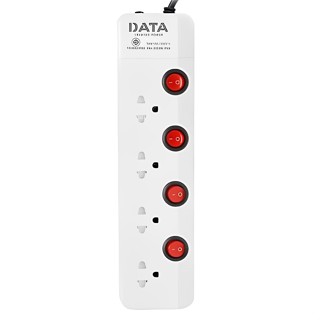 (HM4496) PLUG (ปลั๊กไฟ) DATA มาตราฐาน มอก. 4 สวิตซ์ 4 ช่องเสียบ 2300W (สาย 3m.|5m.) - 2y Best Seller