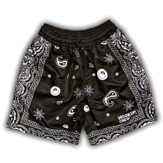 กางเกงขาสั้นลายผ้าเช็ดหน้าดำเท่ห์ๆ DARK PAISLEY BANDANA SHORTS (ตรงปก ถ่ายจากสินค้าจริง)