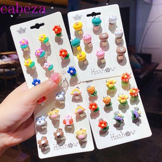 Cabeza ต่างหู แบบคลิปหนีบ รูปดอกไม้ ยูนิคอร์น ผลไม้น่ารัก ไม่ต้องเจาะ เครื่องประดับ สําหรับเด็กผู้หญิง นักเรียน 10 ชิ้น ต่อชุด