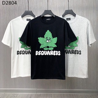 เสื้อยืดแขนสั้น ผ้าฝ้าย ทรงหลวม พิมพ์ลายการ์ตูนใบเมเปิ้ล dsquared2 แฟชั่นฤดูร้อน สําหรับผู้ชาย d2