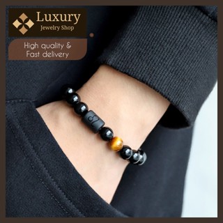 (พร้อมจัดส่ง) เครื่องประดับ jewelry เครื่องราง charm สร้อยข้อมือ 12 ราศี zodiac bracelet bangle onyx ลูกปัด