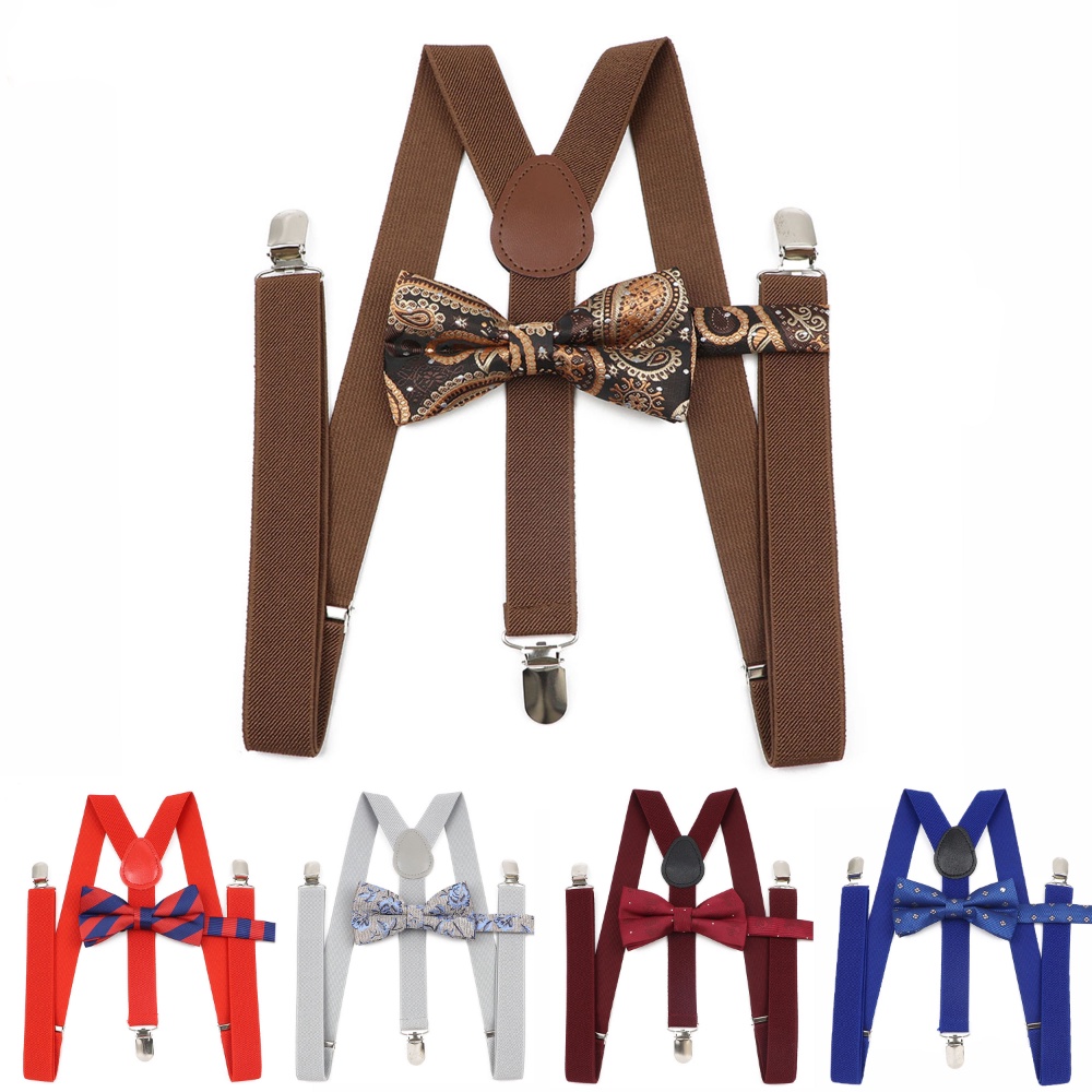 Zonfaz ผู ้ ชาย Suspenders Bowtie ชุดสายรัด Y-Back Braces ดอกไม ้ ลาย Bow Ties สําหรับเสื ้ องานแต ่ งงาน Part Suspender อุปกรณ ์ เสริม