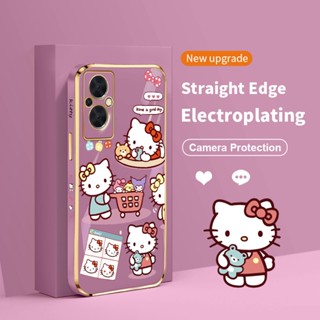 เคสโทรศัพท์มือถือ ซิลิโคน ชุบไฟฟ้า ลายคิตตี้ สําหรับ OPPO Reno7 Z 5G Reno 7 Lite F21 Pro A96 China Oneplus Nord N20