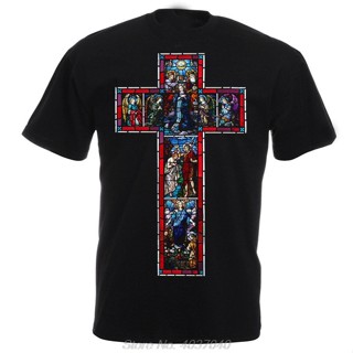 QGเสื้อยืด พิมพ์ลายไม้กางเขน V1 Virgin Mary Catholic Christian Jesus สไตล์ฮาราจูกุ สําหรับผู้ชายS-5XL