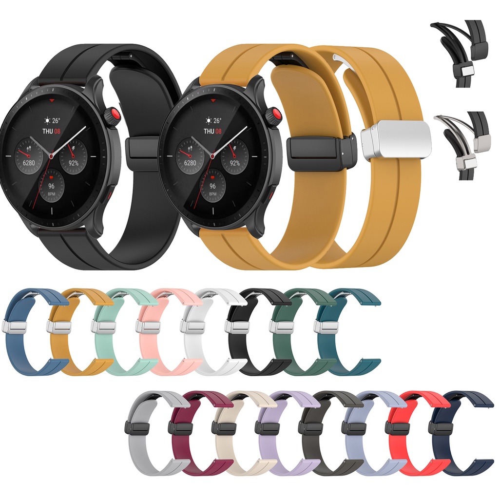 สายนาฬิกาข้อมือซิลิโคน แบบแม่เหล็ก สําหรับ Huami Amazfit GTR Mini Amazfit GTR 42 มม 47 มม GTR2 GTR 2e GTR 3 Pro GTR4 Bip5 pro Bip6 Balance 2