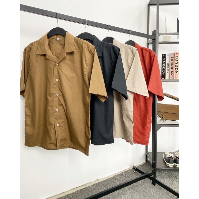 Hbr3221 UNQ เสื้อเชิ้ตแขนสั้นคอปกเปิด