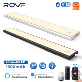 Rovf Tuya Wifi โคมไฟข้างเตียงอัจฉริยะ Led อินฟราเรด Pir Motion Sensor แบบชาร์จไฟได้ ไฟกลางคืนไร้สายแม่เหล็กปรับความสว่างได้