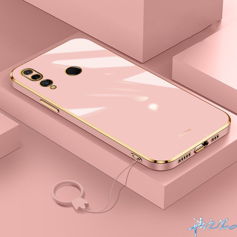 เคสโทรศัพท์มือถือ ซิลิโคนนิ่ม ชุบไฟฟ้า ลาย Free lanyard 6D สไตล์เกาหลี หรูหรา สําหรับ Huawei Y6P Y9 