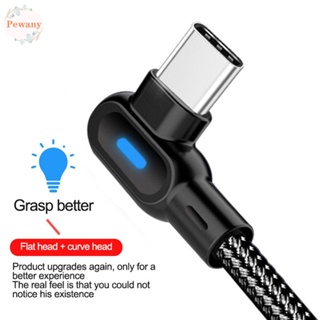 Pewany อะแดปเตอร์สายชาร์จ Micro USB Type C 0.25 1 ม. 2 ม. พร้อมไฟ LED