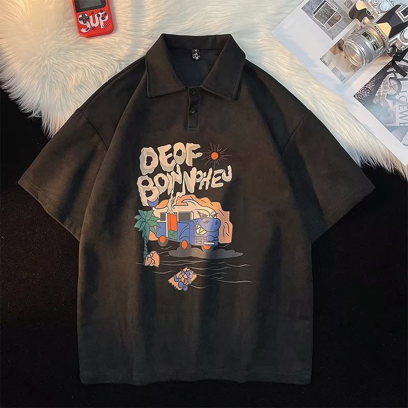 เสื้อโปโล แขนห้าส่วน พิมพ์ลาย เข้ากับทุกการแต่งกาย แบบเรียบง่าย แฟชั่นฤดูร้อน สําหรับผู้ชาย