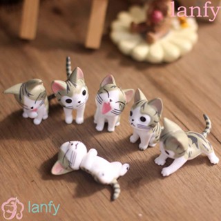 Lanfy ตุ๊กตาแมวเรซิ่นขนาดเล็กสําหรับตกแต่งสวน 6 ชิ้น