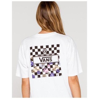 Vans เสื้อยืด คอกลม แขนสั้น ผ้าฝ้าย พิมพ์ลาย ระบายอากาศ สีขาว แฟชั่นฤดูร้อน สําหรับผู้หญิง 364685