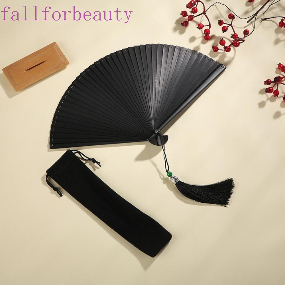 Fallforbeauty พัดไม้ไผ่ ขนาดเล็ก แบบพกพา พับได้ สําหรับเต้นรํา