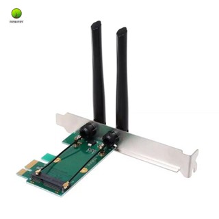 การ์ดไร้สาย WiFi Mini PCI-E Express เป็นอะแดปเตอร์ PCI-E พร้อมเสาอากาศภายนอก 2 เสา สําหรับ PC