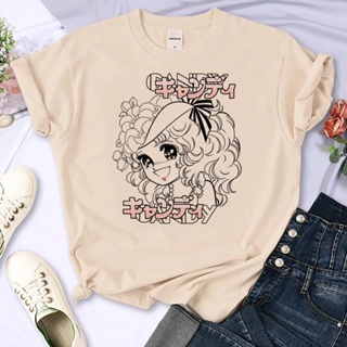 เสื้อยืด พิมพ์ลายการ์ตูนอนิเมะ มังงะ สีแคนดี้ สไตล์ญี่ปุ่น ฮาราจูกุ สําหรับผู้หญิง