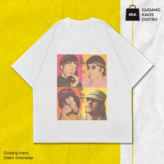 NEXGdposbptb1000 เสื้อยืดแขนสั้น โอเวอร์ไซซ์ ลายวง The Beatles Member สีขาว สําหรับผู้ชาย