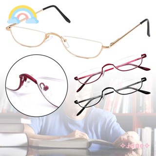 JUNE Reading Glasses New Fashion Ultra Light Resin Metal Half Frame Half Moon Reading Glasses