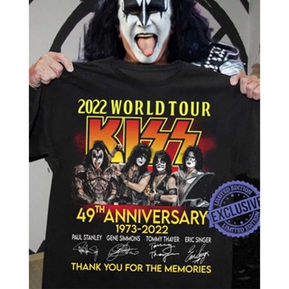 เสื้อยืดคอกลม ผ้าฝ้าย พิมพ์ลาย World Tour Kiss 49th Anniversary 1973-2022 Thank You For The Memories สําหรับผู้ชาย ผู้หญ