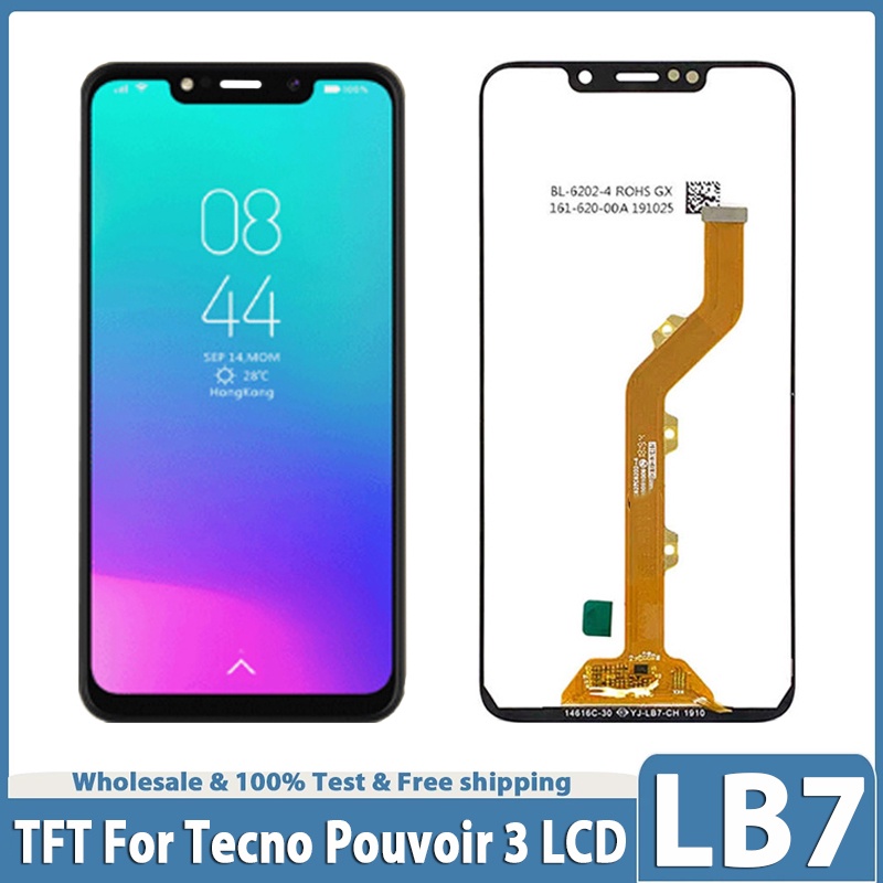 6.2 "หน้าจอ TFT สําหรับ Tecno Pouvoir 3 Pouvoir3 LB7 จอแสดงผล LCD Touch Screen Digitizer Assembly เป