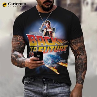 เสื้อยืดแขนสั้นลําลอง พิมพ์ลาย Back to the Future 3 มิติ โอเวอร์ไซซ์ สไตล์ฮาราจูกุ แฟชั่นฤดูร้อน สําหรับผู้ชาย และผู้หญิง