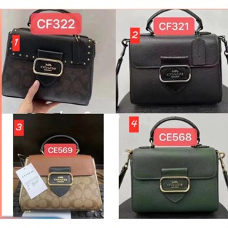 COACH cf321 ce568 cf322 ce569 RILEY 22 กระเป๋าสะพายไหล่ผู้หญิง/กระเป๋าถือ/เปิดฝา/หัวเข็มขัดแม่เหล็ก