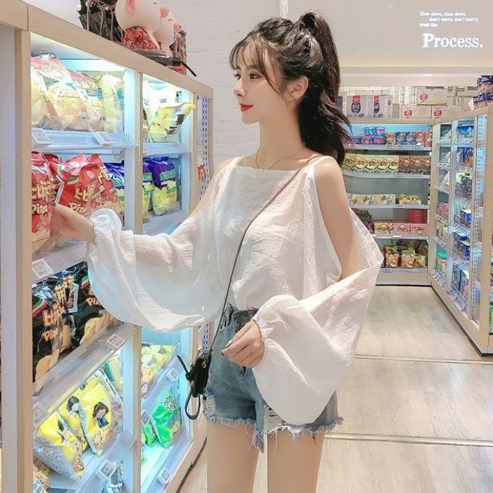 เสื้อเชิ้ต ผ้าชีฟอง คอแบน แบบสวมหัว ขนาดเล็ก แบบทันสมัย แบบใหม่ แฟชั่นสําหรับสตรี