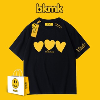 Bkmk เสื้อยืด แขนสั้น ผ้าฝ้าย ทรงหลวม สไตล์ฮ่องกง ย้อนยุค ฤดูร้อน แฟชั่น