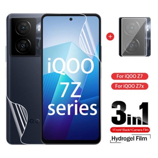 3in1 ฟิล์มไฮโดรเจลกันรอยหน้าจอ เลนส์กล้อง ด้านหลัง สําหรับ iQOO Z7 5G Z7X 7X iQOOZ7 iQOOZ7X