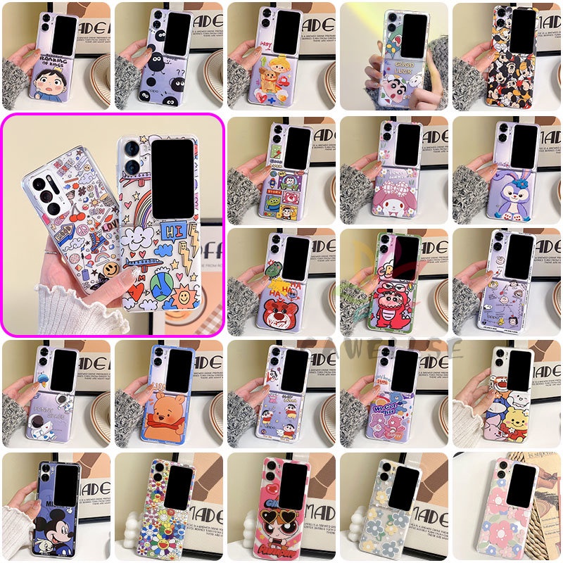 เคสโทรศัพท์มือถือ แบบใส ป้องกันกระแทก แบบฝาพับ ลายการ์ตูนนักบินอวกาศ และกระต่ายน่ารัก สําหรับ OPPO Find N2