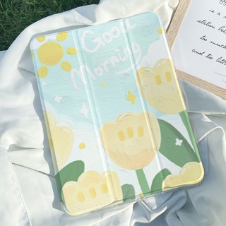 ใหม่ เคสใส ลายดอกทิวลิป 36.3 ซม. กันกระแทก สําหรับ iPad10 Air5 70% Mini6 Fresh 8 9