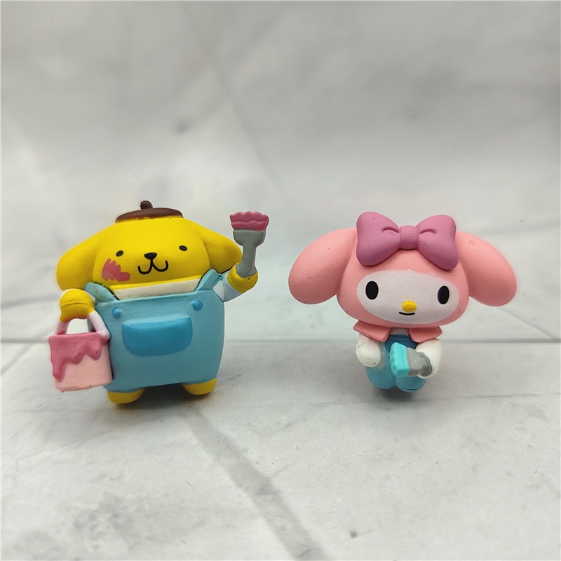 LF1 5pcs Sanrio จิตรกร Series Action Figure Melody Kitty Purin Pachacco XO ตุ๊กตาของเล่นสําหรับของขวัญเด็กตุ๊กตา FL1 - รูปที่ 4