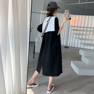 Fat MM oversized 300jin lazy style POLO collar short-sleeved long skirt loose summer casual shawl dress 2