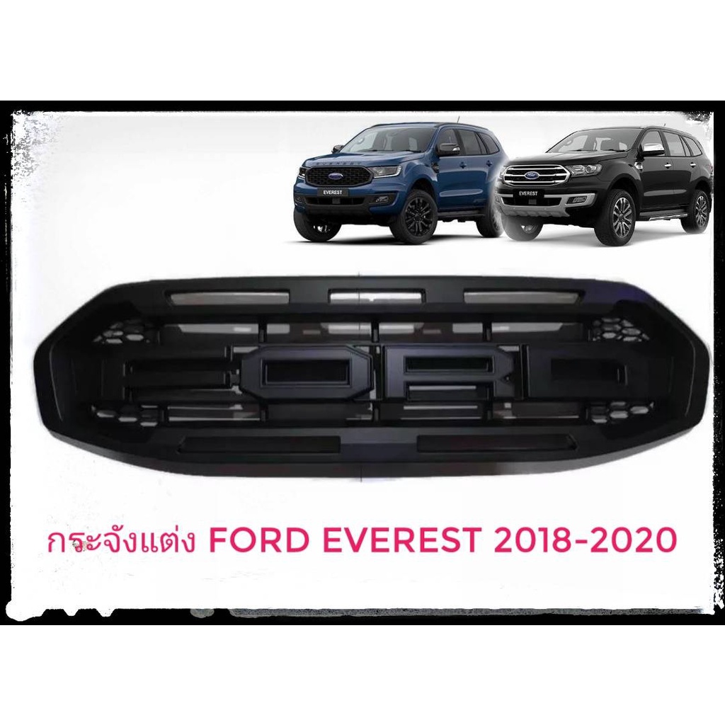 *ส่งเร็ว* กระจังหน้า Ford everest 2018 2019 2020 2021 ลาย Raptor Logo สีดำด้าน**