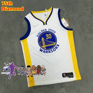 เสื้อกีฬาแขนสั้น ลาย NBA Golden State Warriors สําหรับผู้ชาย 2021-22  #เสื้อกีฬาแขนสั้น ลายทีมชาติฟุตบอล Stephen Curry Association ครบรอบ 75 ปี สีขาว 30 ชิ้น 520912