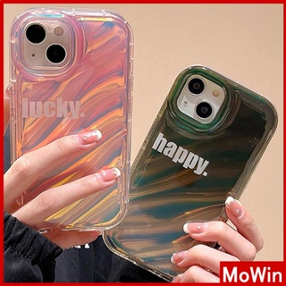 Mowin - เข้ากันได้สำหรับ เคสไอโฟน เคสไอโฟน11 เคส iphone 11 สำหรับ iPhone 14 Pro Max iPhone Case เลเซอร์สะท้อนแสงใสเคสโทรศัพท์ TPU Soft Case ถุงลมนิรภัยกันกระแทก Happy Lucky English เข้ากันได้กับ iPhone 13 Pro max 12 Pro Max 11 xr xs max 7