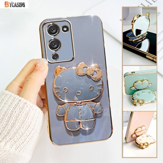 เคสโทรศัพท์มือถือ ยางนิ่ม ลายแมวคิตตี้ พร้อมขาตั้ง พับได้ หรูหรา สําหรับ Infinix Note 12 G96 Zero 5G Note10 Hot 12 Play Hot 11S NFC 11 Play 10 Play 9Play Smart6 Smart5