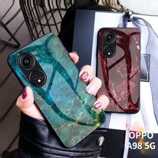 เคสโทรศัพท์มือถือกระจกนิรภัย TPU แบบนิ่ม ลายหินอ่อน สําหรับ OPPO A98 5G A1 2023 A98 A 98