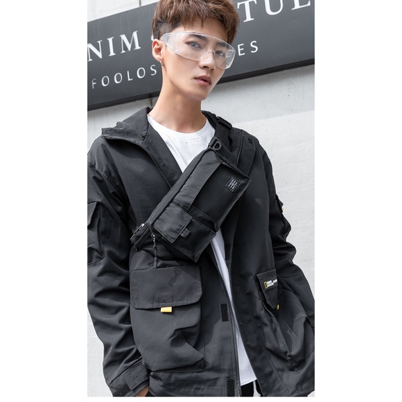 กันน้ำกระเป๋าคาดอก ขนาดเล็ก เหมาะกับการพกพาเล่นกีฬากลางแจ้ง สไตล์เกาหลี สําหรับผู้ชายกระเป๋า Crossbody - รูปที่ 4