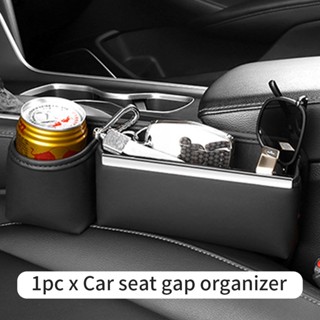 Car Leather Seat Gap Filler Front Seat Gap Catcher Storage Box for Cellphone With Cup Holde