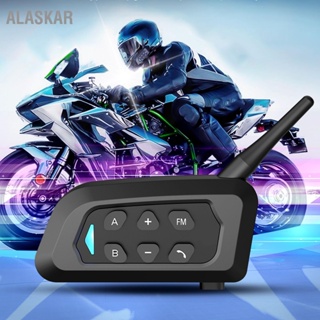 ALASKAR ชุดหูฟังบลูทู ธ หมวกกันน็อครถจักรยานยนต์ IP67 กันน้ำ 1500M Intercom Distance Helmet Headphone สำหรับผู้ขับขี่ 4 คน