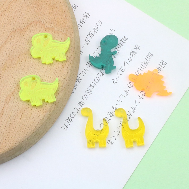 คริลิคตลกใสไดโนเสาร์จี้กับกระดูกต่างหูสตั๊ดต่างหูจี้ DIY เครื่องประดับแฮนด์เมด