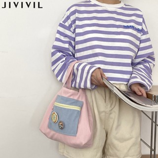 JIVIVIL·กระเป๋าถือสีคมชัดสีดำทุกอย่างด้วยกระเป๋ามือสไตล์เกาหลี