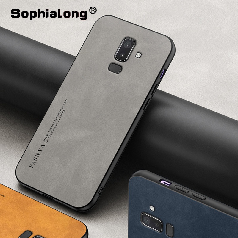 หรูหราหนังกลับสําหรับ Samsung Galaxy J8 J4 J6 Plus 2018 J810F J810G J415 J610 Hard ป้องกันฝาครอบโทรศ