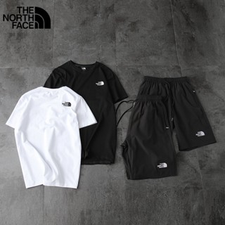 (เสื้อยืด+กางเกง) เสื้อยืด ผ้าฝ้าย 100% แขนสั้น ปักลายโลโก้ The North Face สองชิ้น สําหรับผู้ชาย และผู้หญิง