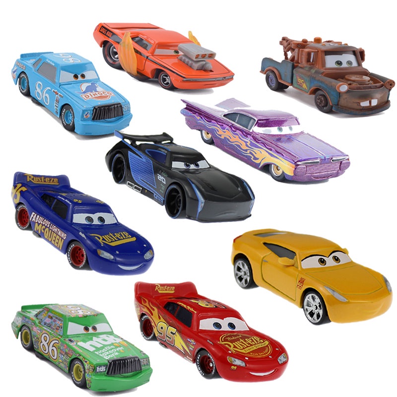โลหะdiecast 1:55 Disney Pixar Cars Lightning McQueen Black Storm Jackson Ramirez Dinoco