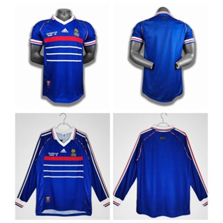 98 เสื้อยืดแขนยาว ลายทีมชาติฟุตบอล French Home 10 Zidane AAA+ สไตล์วินเทจ