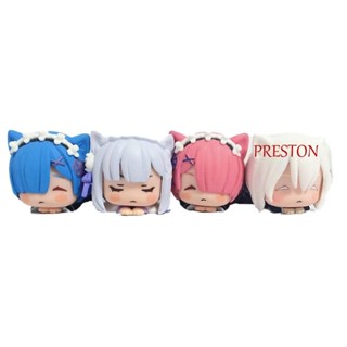 PRESTON Ornaments Re:Life in a different world from zero Collectible Action Figure Sleeping Rem Anime Ram Rem PVC 4pcs/set Decoration Model Toys