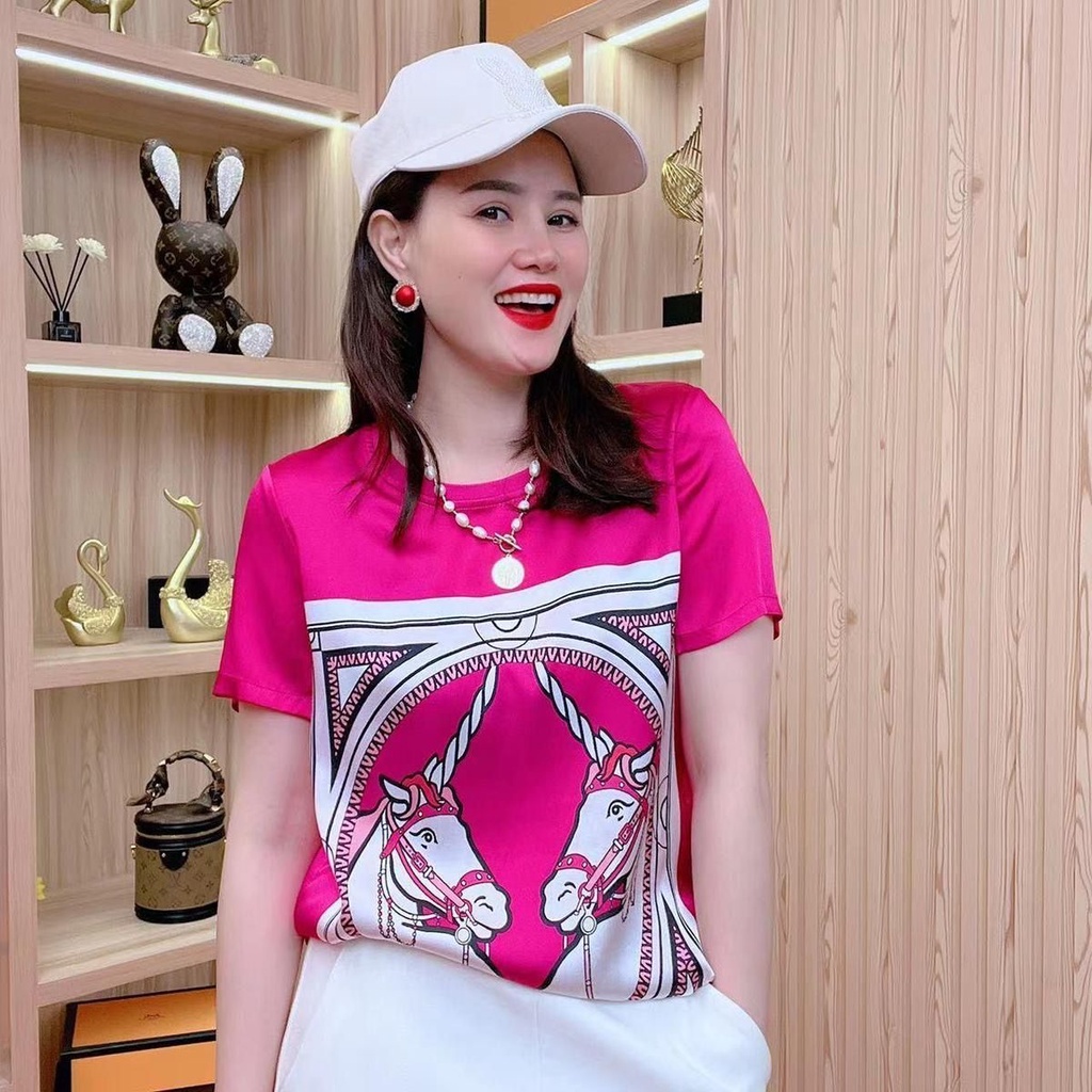 [แนะนํา] เสื้อยืดลําลอง แขนสั้น พิมพ์ลาย ทรงหลวม แฟชั่นฤดูร้อน สําหรับสตรี 2023